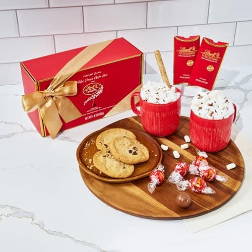 Hot Cocoa Gift Set, Made with Lindt Gourmet Hot Chocolate Mix, Includes 2 Hot Cocoa Mixes, 2 Hot Cocoa Mugs, Marshmallows and Lindt Chocolate Truffles