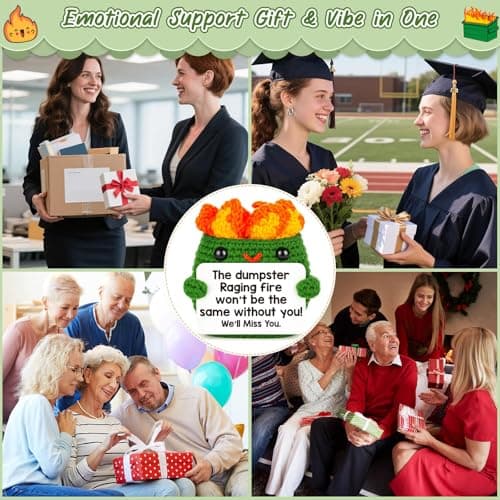 Positive Crochet Dumpster Emotional Fire Christmas Stocking Stuffers Thank You Birthday Retirement for Women Men Chaos Coordinator Office Funny Gag Boss Lady Gifts Going Away Farewell for Coworkers