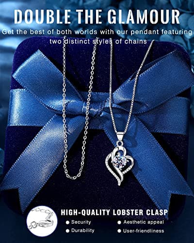Wedding Anniversary Jewelry Gift for Wife from Husband, Wife Birthday Gift Idea, 1 Carat Moissanite Diamond Pendant Necklace in 925 Sterling Silver with 2 Chains, Romantic and Elegant Present for Her