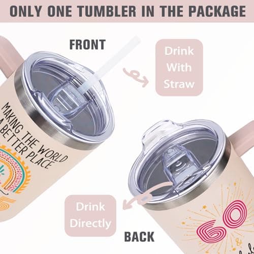 60th Birthday Gifts for Women Her, Cool 1965 60 th Birthday Gifts for Woman Turning 60 Year Old, 60th Birthday Decorations for Women Mom, 60th Birthday Gifts Ideas, 60 and Fabulous 40oz Tumbler Cup