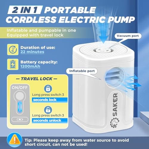 Saker Vacuum Storage Bags with Electric Pump, Space Bags Vacuum Storage Bags, 2-in-1 Pumping and Inflation, 15 Pack (3 Jumbo,3 Large,3 Medium,3 Small,3 Roll Up Bags) for Clothes, Bedding, Travel