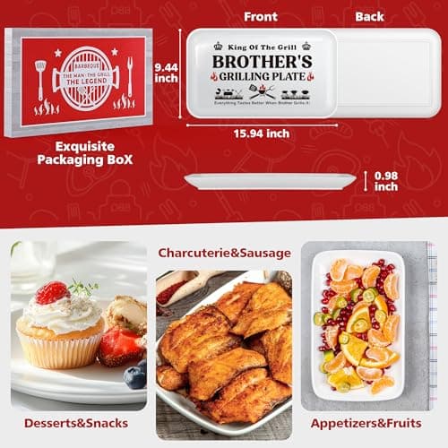 Brother Gifts for Birthday Christmas Valentines Day Fathers Day,Funny BBQ Grilling Platter with Apron Set Gifts for Little Big Adult Brother in Law from Sister