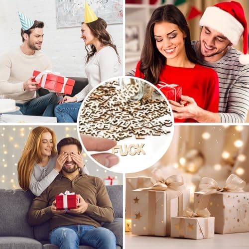 Birthday Gag Gifts for Women Men Adults Her Him, Jar of Wooden Cutout Letter Piece (5oz) - White Elephant Gifts for Friend Coworker Funny Presents Ideas for Christmas Valentines Anniversary Retirement