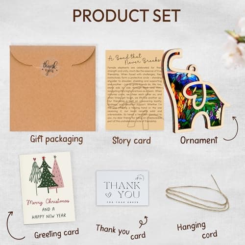 Gifts for Women, Friendship Elephant Ornament with Story Card, Friendship Birthday Gifts for Women, Birthday Presents for Best Friends Sisters Special Bond Decor, Suncatcher