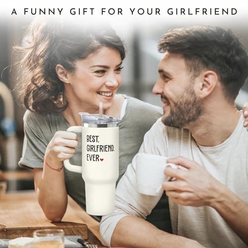 Gifts for Girlfriend - Girlfriend Gifts for Women - Anniversary, Valentines, Birthday Cup for Her - Romantic Love Glass for Couple - 40 Oz Stainless Steel Tumbler with Lid
