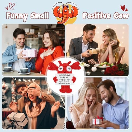 Gifts for Grilfriend Boyfriend Couples - to My Love Handmade Crochet Lobster Gifts, I Love You Gift for Her Him, Romantic Valentines Anniversary Birthday Chrismast Present for Women Men