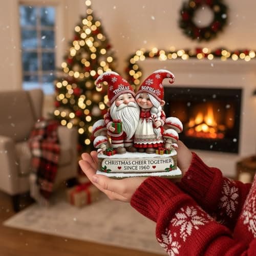 Love Signal Personalized 3D Effect Growing Old Together Christmas Plaque, Custom Wooden Sign Gift For Couples, Christmas Gifts For Parents, Grandparents, Anniversary Marriage Gift for Husband Wife 02