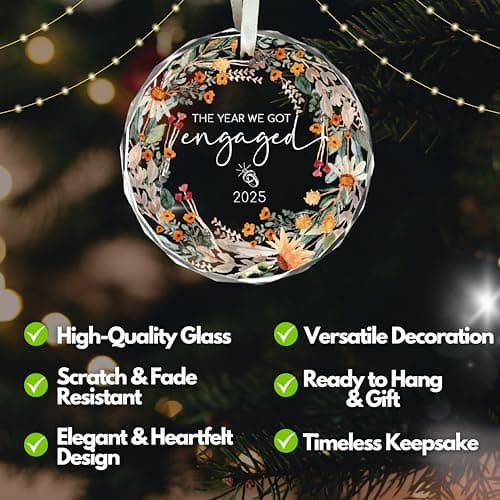 Engagement Gifts for Couples - The Year We Got Engaged 2025 Glass Ornament – Just Engagement Present Ideas for Newly Engaged Women, Bride to Be, Fiance, Friend, Daughter,Christmas Engage Ornamnet