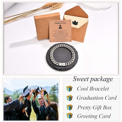 Dad Son Grandson Uncle Nephew Brother Husband Boyfriend Gifts for Men Boys, Cuban Chain Link Bracelet Gifts Graduation Back to School Birthday Christmas Anniversary Valentines Day Gifts for Him Men Teen Boys