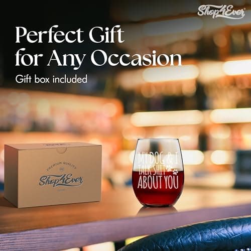 My Dog & I Talk Shit About You Engraved Stemless Wine Glass Funny Gift For Dog Mom Dog Lover