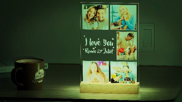 Custom Picture Frames with Photos, Personalized Photo Frame with Night Light, Customized Picture Frame, Personalized Christmas Birthday Gifts for Women, Men, Her, Him, Best Friends, Wife, Family