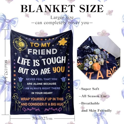 Best Friend Birthday Gifts for Women - Friendship Gift for Women - Christmas Valentines Graduation Birthday Gift Ideas for Best Friend Bestie BFF - Presents for Female Unique - Throw Blanket 50"x60"