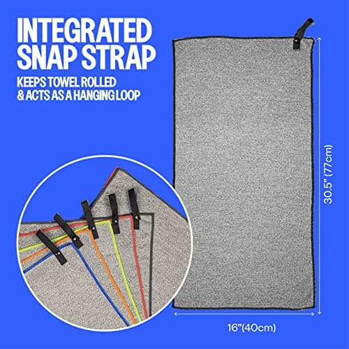 Acteon Microfiber Gym Towels 5 Pack, Quick Dry Silver ION Odor-Free Sweat Towel, Super Absorbent Fast Drying for Men & Women, Workout, Yoga, Running, Hiking, Travel – 16x30.5 Inch