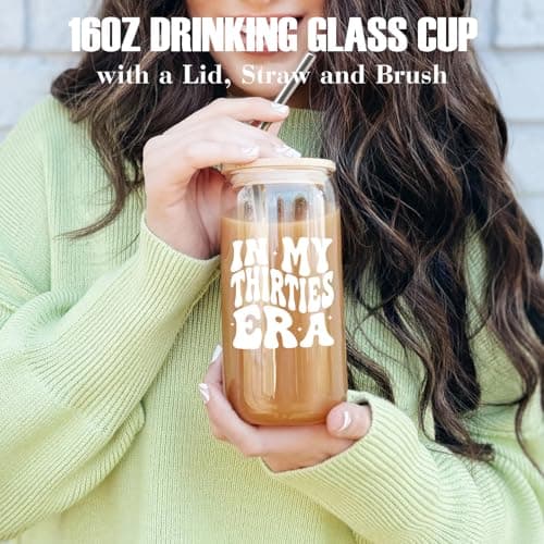 30th Birthday Gifts for Women, Unique 30 Year Old Birthday Gifts for Women, 30th Bday Decorations for Her, Gift for 30th Bday Woman w/ 16oz Coffee Cup, Candle, Bracelet, Hair Clip, Card, 7PCS