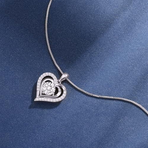 waitrose Moissanite Heart Necklace for Women Birthday Gifts for Wife S925 Sterling Silver Jewelry for Christmas Anniversary Valentine Birthday Gift for Her Girlfriend Mom