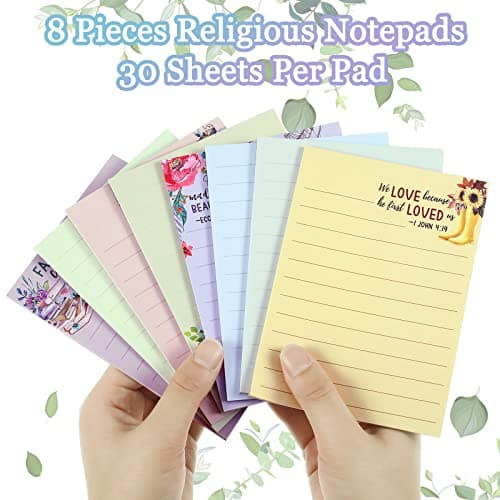 8 Pack Christian Sticky Notes Samll Scripture Inspirational Memo Pads Floral Design Adhesive Religious Bible Verse Quotes Notepads for Writing Diary Lists Schedules, 4 x 5. 5 Inch(Fresh Style)