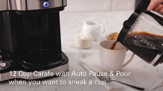 Hamilton Beach 2-Way 12 Cup Programmable Drip Coffee Maker & Single Serve Machine, Glass Carafe, Auto Pause and Pour, Black (49980R)