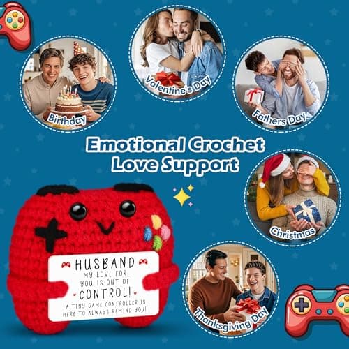 Busy Gaming Life Crochet Game Controller Husband Gift for Christmas Fathers Day Birthday, Best Husband Ever Gifts for Wedding Anniversary from Wife, Christmas Stocking Stuffers