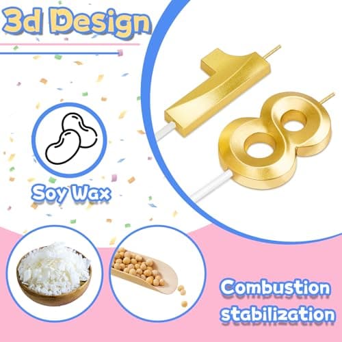 18th Birthday Candles,18th Birthday Decorations for Girls Boys,Happy Birthday Cake Topper for Men,18 Year Old Boy Birthday Gifts