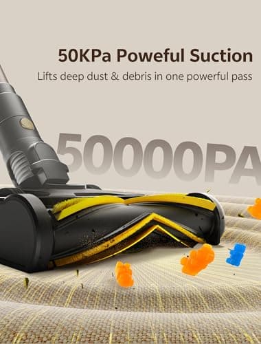 Ultenic Cordless Vacuum Cleaner, 550W 50KPA 65min Runtime, Stick Vacuum with Green Light, Self-Standing & 180° Lay-Flat, Anti-Tangled Brush, Vacuum Cleaners for Home/Hard Floor/Carpet/Pet Hair, U15