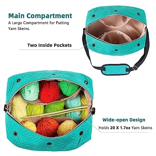 Crochet Bag Organizer - Knitting Bag - Yarn Storage Organizer - Yarn Bag for Crocheting - Yarn Holder for Crochet Accessories, Knitting Needles, Crochet Hooks, Crocheting & Knitting Gifts,