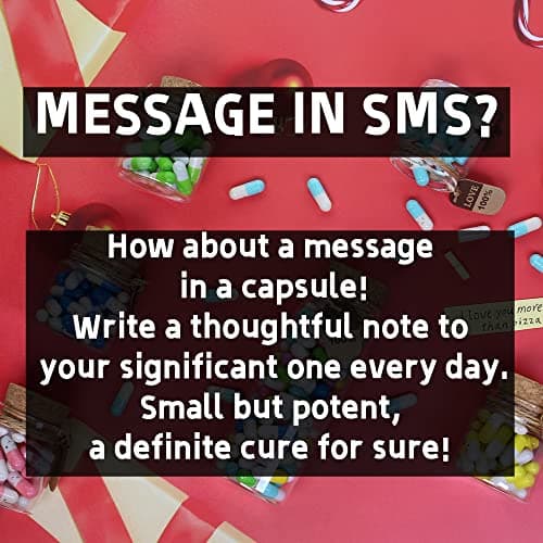 Infmetry Valentines Day Gifts For Her Him Boyfriend Girlfriend Capsule Notes Pills in a Glass Bottle Letter Messages For Couples Men Women (Mixed Color 90pcs)