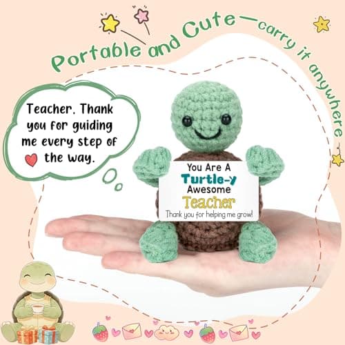 Mini Funny Turtle Teacher Valentine Day Gift for Women Men, End of Year Thank You Teacher Appreciation Gifts Ideas In Bulk, Personalized Cool Small Cute Stuff Things, Daycare Music Teachers Must Have