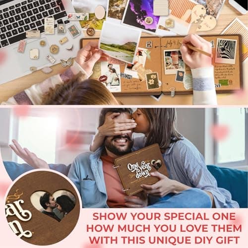 1 Year Anniversary Boyfriend Gifts - One Year Anniversary Dating Gifts For Her Girlfriend, First Paper Anniversary For Him Men, 1 Year Anniversary Scrapbook, 1st Anniversary Wedding Gift