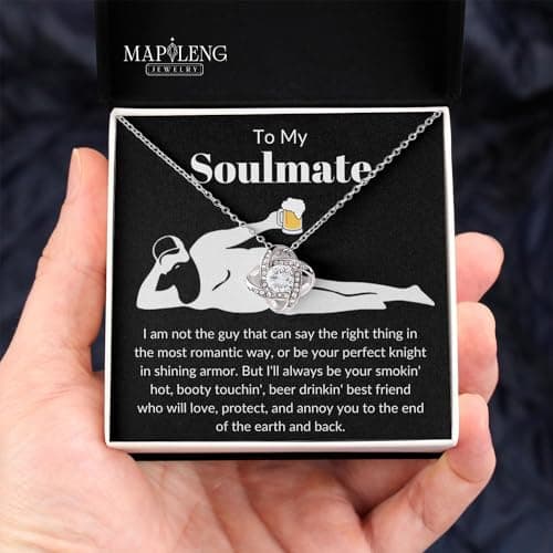 To My Soulmate Necklace For Women, Funny Gifts For Girlfriend, Personalized Christmas Presents For Girlfriend, Best Birthday Meaningful Gift Ideas For Wife, Women Romantic Jewelry For Her Anniversary