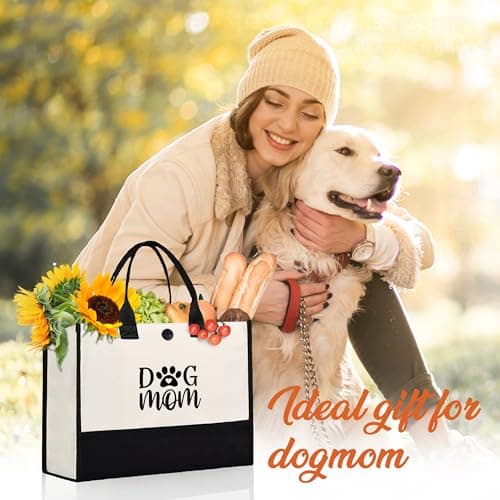 Craftique Dog Mom Tote Bag Gifts for Women, Dog Mom Birthday Gifts for Dogs Lovers, Practical Tote Bag for Shopping Travel Picnic, 17” x 6.7” x 12.5”