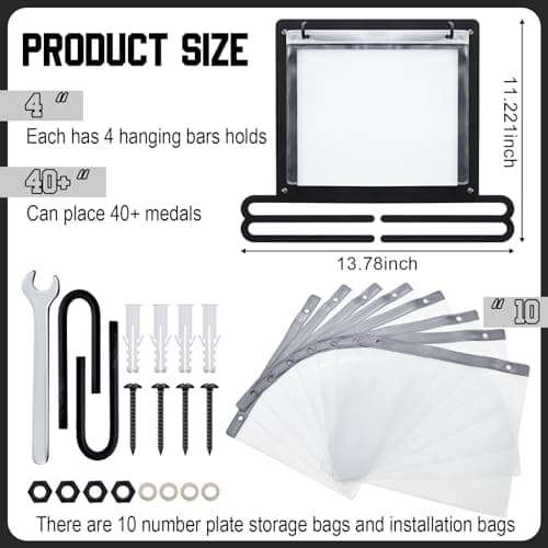 Moxweyeni Race Medal and Bib Display Medal Hanger Running Bib Holder Wall Mounted Hanging Rack Stands Gifts for Runners