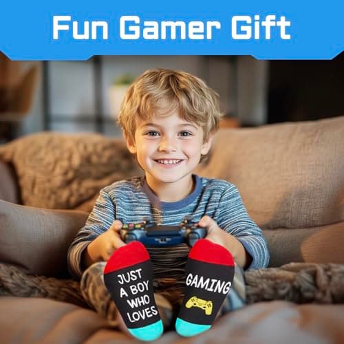 Gamer Gifts for Teens Boys - Baseball Hockey Football Basketball Gifts, Gaming Socks for Adult, Kids 4-18 Years