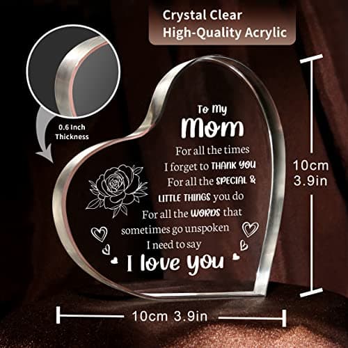 Gifts for Mom, Mom Birthday Gifts, I Love You Mom Gifts - Mother Acrylic Keepsake - Best Christmas Mother's Day Gifts for Mom from Daughter Son