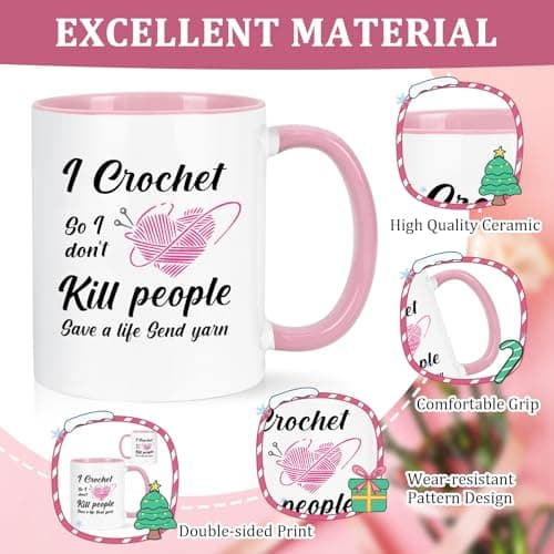 Cabtnca Crochet Gifts for Crocheters, I Crochet So I Don't Kill People Funny Mug - 11Oz, Christmas Birthday Knitting Gift for Knitters Crocheters Office & Home Use