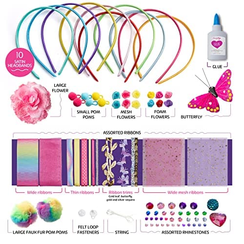 Pretty Me Headband Making Kit for Girls - Arts & Crafts Gift - Make Your Own Fashion Headbands for Kids - DIY Hair Accessories Set - Gift for Ages 5-12 Year Old Girl - Little Kids Art & Craft Gifts
