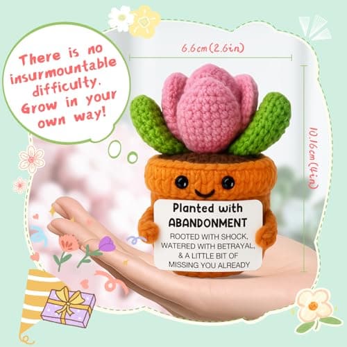 Funny Coworker Leaving Gift – Crochet Succulent Plush with Humor Message – Farewell Gift for Women Who are Quitting, Burned Out, or Betrayed, Supportive Decor for Divorce, Heartbreak,Goodbye, Breakup