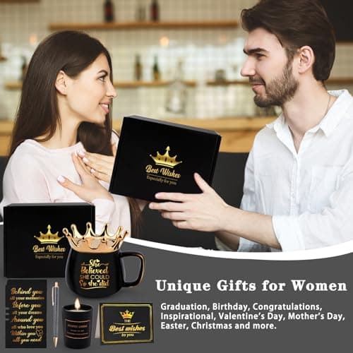 Graduation Gifts for Her, Congratulations Gifts for Women, High School Nurse College Graduation Gift Class of 2025 Friends Sisters, She Believed She Could So She Did Crown Cup Coffee Mug Inspirational