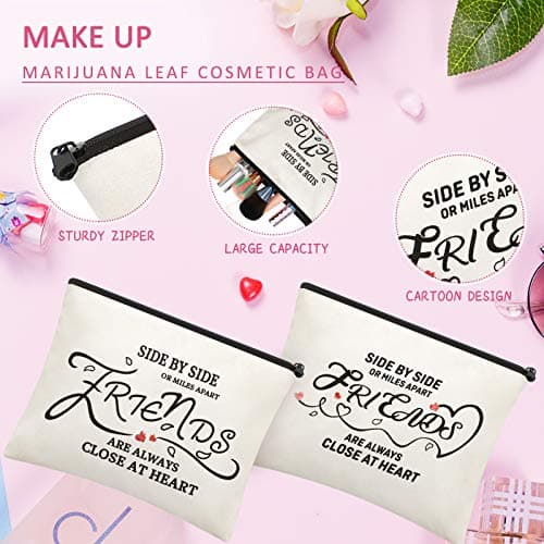 Weewooday 6 Pieces Friendship Gifts for Women Good Friends Makeup Cosmetic Bags Weekend Trip Gifts Birthday Portable Makeup Bags Gifts for Women Travel Retirement Anniversary Present(Classic Style)