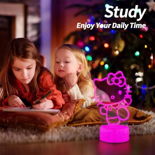 Cat Night Light Cute Night Light - Anime Charater 16 Color Change Decor Kitty Lamp with Remote, Dim, Timer,Kids Gifts for Christmas Birthday,Nursery Baby