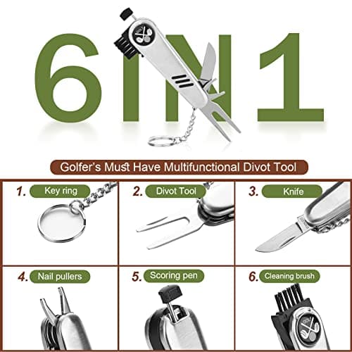 Golf Gifts for Men and Women, Golf Accessories Set with Hi-End Case, Golf Balls, Rangefinder, Golf Tees, Brush, Multifunctional Divot Knife, Scorer, Golf Ball Clamp