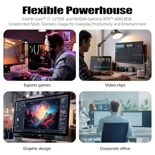 LXZ Gaming PC Desktop, I5-12400F, 2.5GHz, GeForce RTX 3050 6GB, 16GB DDR4 RAM, 1TB NVME SSD, for Gaming and Work, Black