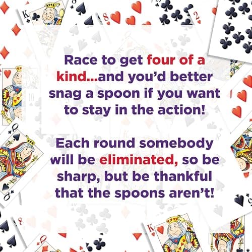 Spoons in a Case, Card Games for Kids - Spoons Game, Fun Family Games for Kids and Adults, Game Night, Travel Games, 3-6 Players, Ages 7+
