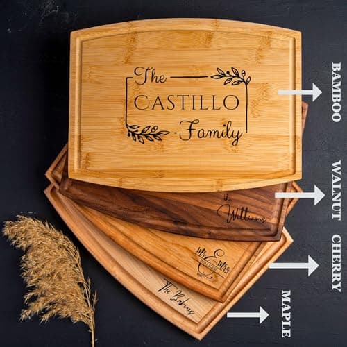 Personalized Cutting Board with Display Stand – Custom Engraved Charcuterie Board, Ideal Gift for Wedding, Housewarming, Bridal Shower, Anniversary, Birthday, Christmas, Mom & Couples, Family