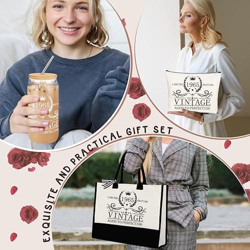 40th 50th 60th Birthday Gifts for Women Tote Bag Birthday Gifts Set for Mom Wife Sister Grandma Birthday Gifts for Her