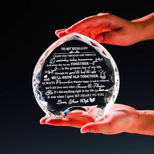 QIANWEI Husband gifts from wife Unique - Crystal Engraved Gifts for Husband Personalized Who Want Nothing - HUSBAND Birthday Anniversary Fathers Day Christmas Valentines Day Gifts Ideas for My Man