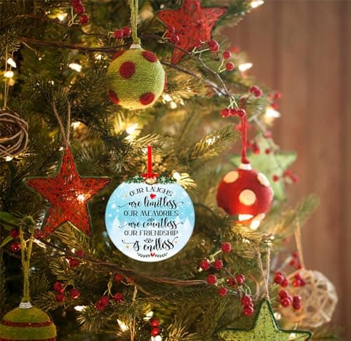 WaaHome Our Friendship is Endless Christmas Ornaments Friend Gifts for Women, Best Friend Ornaments for Christmas Tree Decorations Friendship Gifts for Friends Female Women