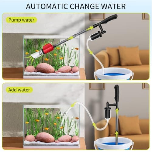 Electric Aquarium Vacuum Gravel Cleaner, 36W 6 in 1 Multifuction Automatic Fish Tank Gravel Cleaner Vacuum for Wash Sand & Water Changer