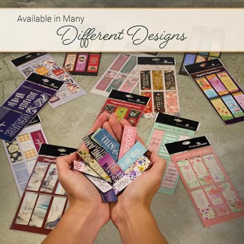 Christian Art Gifts Set of 6 Beloved Scripture Favorites with Abstract Scenic Bookmark Rectangular Folded Magnetic Pastel Design Inspirational Magnetic Bible Verse Bookmark, Size Small 2.3" x 0.8"