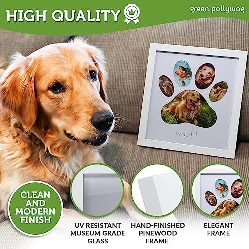 Green Pollywog 5-Opening Paw Print Collage Frame | Paw Print Picture Frame | Display for Photos for Pets | Dog Mom Gift | Dog Dad Collage | Pet Memorial Picture Gallery