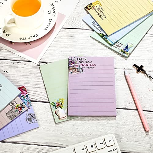 8 Pack Christian Sticky Notes Samll Scripture Inspirational Memo Pads Floral Design Adhesive Religious Bible Verse Quotes Notepads for Writing Diary Lists Schedules, 4 x 5. 5 Inch(Fresh Style)